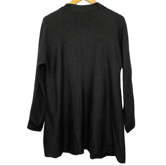J.Jill Waterfall Open Wool Blend Black Cardigan - Picture 2 of 7